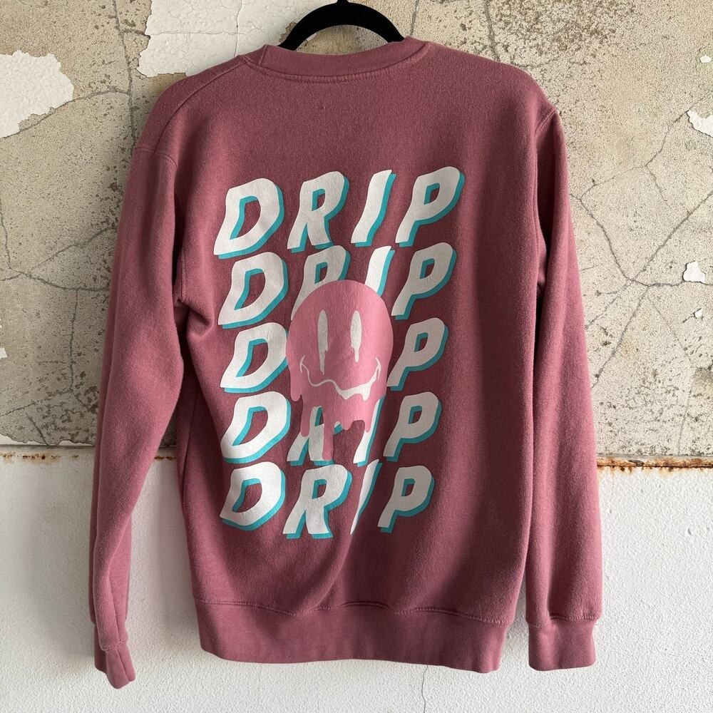 Casual Streetwear Drip Graphic Sweatshirt Pink Small‎